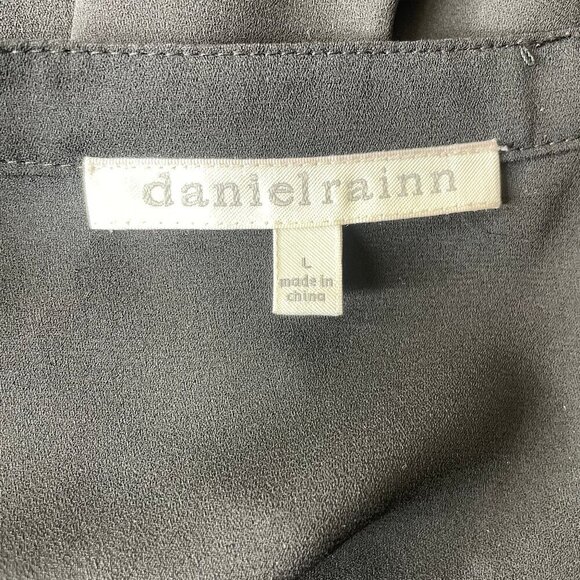 Daniel Rainn Women's Button Pullover Tunic Roll Tab Sleeve Black Sheer Sz L - Picture 6 of 7